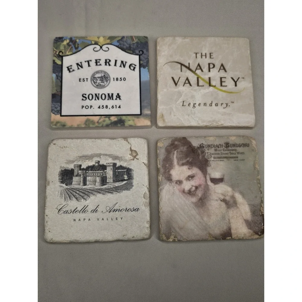 Stone Coasters Set Wine Set Of 4 Napa Valley Gundlach Sonoma